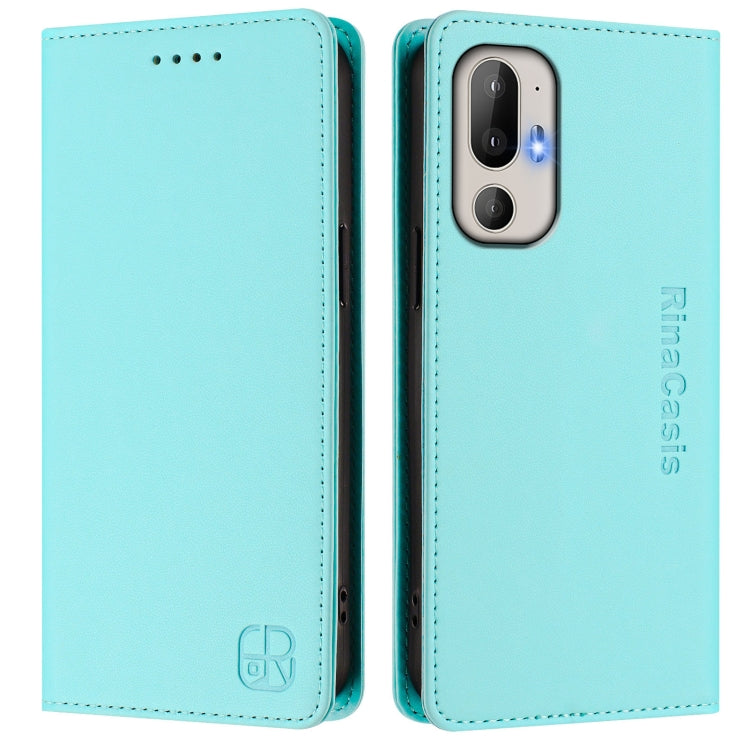 For HTC U24 Pro RC01 Dual-Folded Magnetic Suction RFID Leather Phone Case