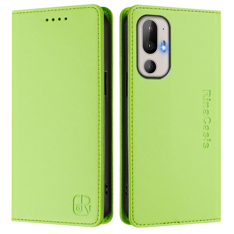 For HTC U24 Pro RC01 Dual-Folded Magnetic Suction RFID Leather Phone Case