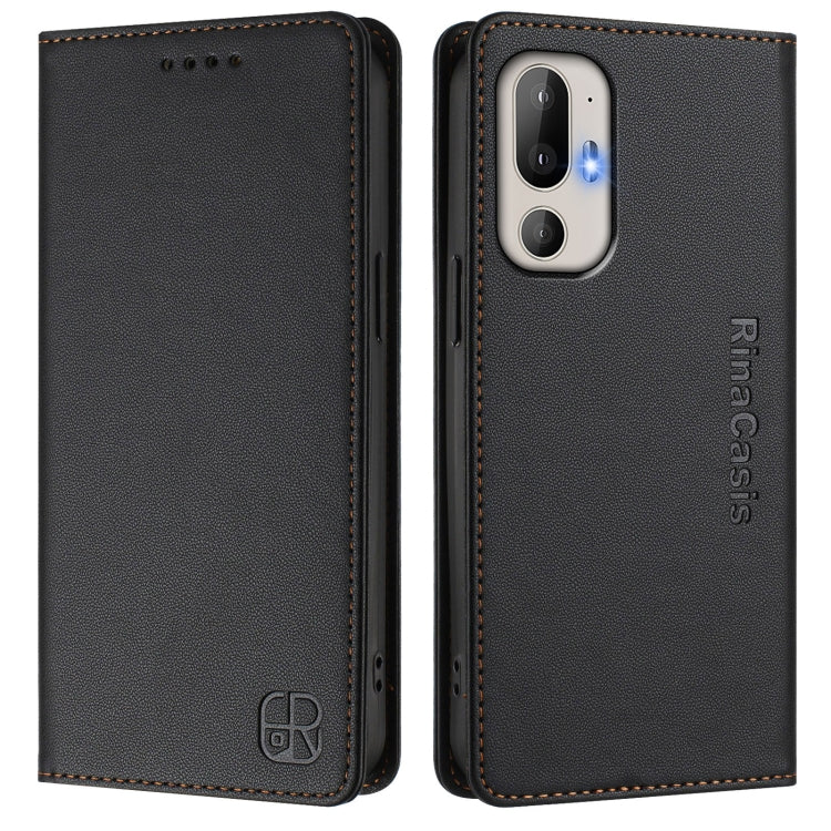 For HTC U24 Pro RC01 Dual-Folded Magnetic Suction RFID Leather Phone Case