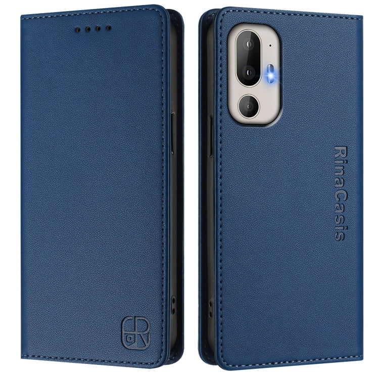 For HTC U24 Pro RC01 Dual-Folded Magnetic Suction RFID Leather Phone Case