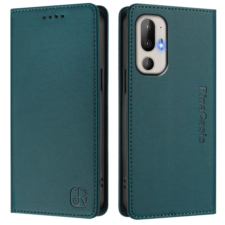 For HTC U24 Pro RC01 Dual-Folded Magnetic Suction RFID Leather Phone Case