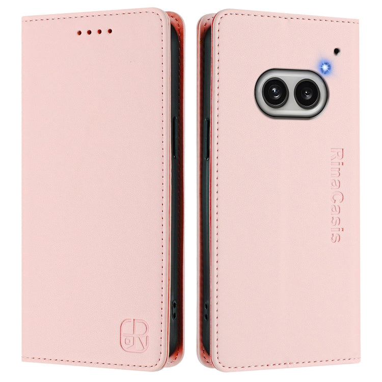 For Nothing Phone 2a RC01 Dual-Folded Magnetic Suction RFID Leather Phone Case