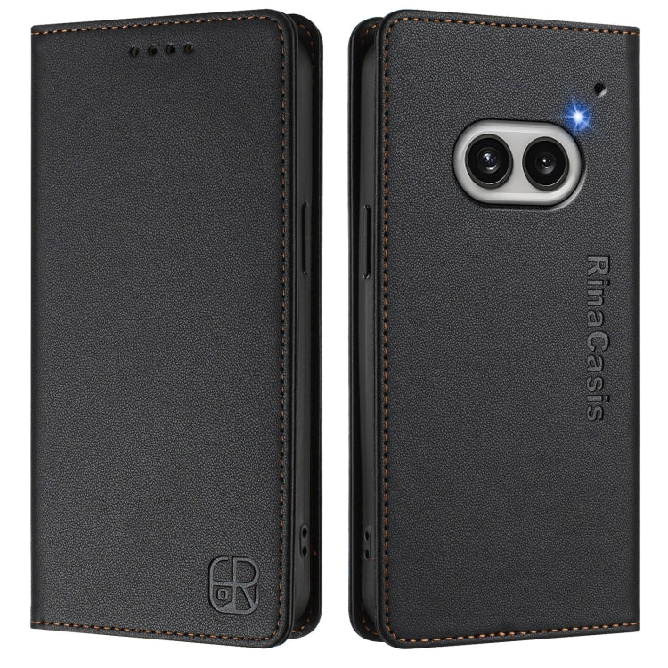 For Nothing Phone 2a RC01 Dual-Folded Magnetic Suction RFID Leather Phone Case