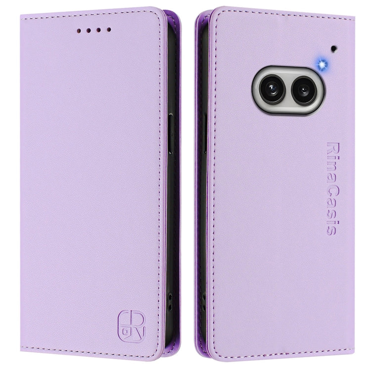 For Nothing Phone 2a RC01 Dual-Folded Magnetic Suction RFID Leather Phone Case
