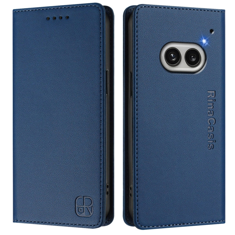 For Nothing Phone 2a RC01 Dual-Folded Magnetic Suction RFID Leather Phone Case