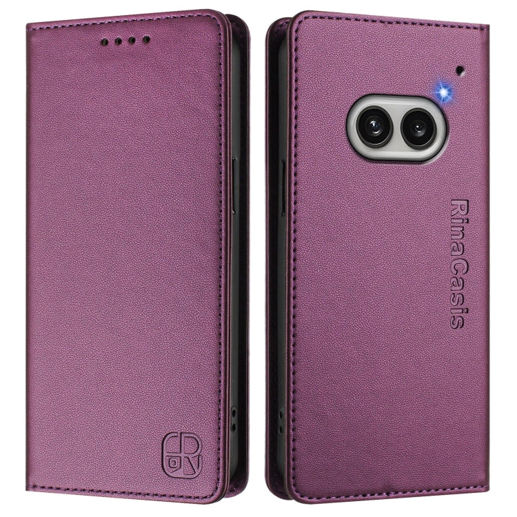 For Nothing Phone 2a RC01 Dual-Folded Magnetic Suction RFID Leather Phone Case