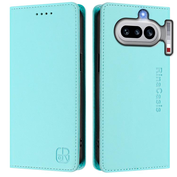 For Nothing Phone 4a RC01 Dual-Folded Magnetic Suction RFID Leather Phone Case