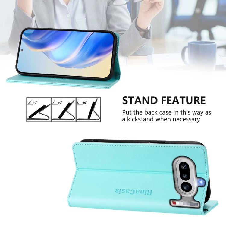 For Nothing Phone 4a RC01 Dual-Folded Magnetic Suction RFID Leather Phone Case