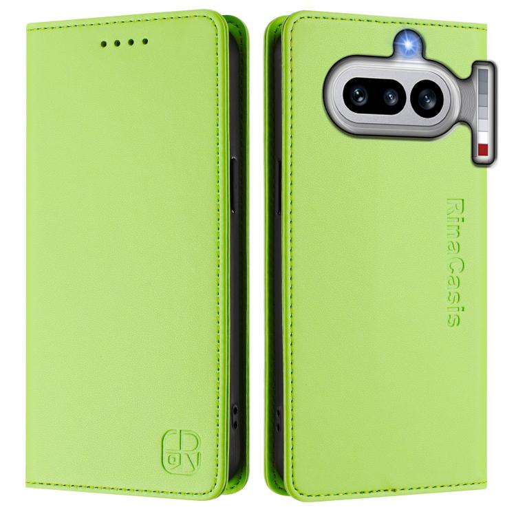 For Nothing Phone 4a RC01 Dual-Folded Magnetic Suction RFID Leather Phone Case
