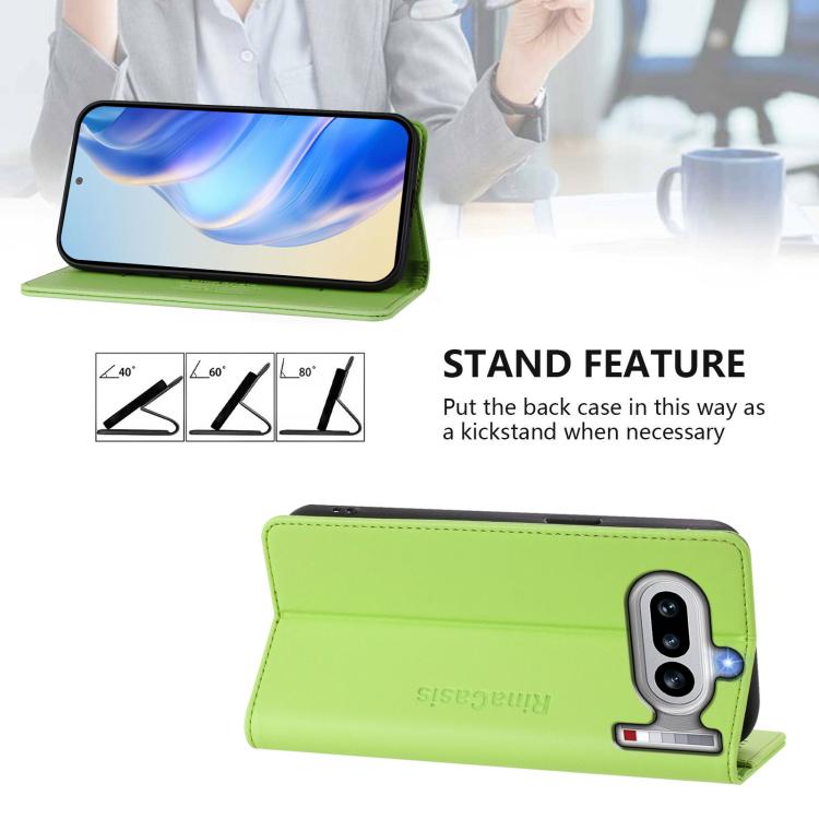 For Nothing Phone 4a RC01 Dual-Folded Magnetic Suction RFID Leather Phone Case