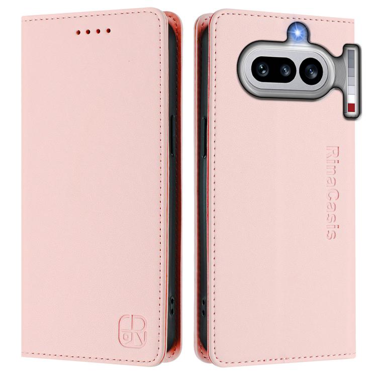 For Nothing Phone 4a RC01 Dual-Folded Magnetic Suction RFID Leather Phone Case