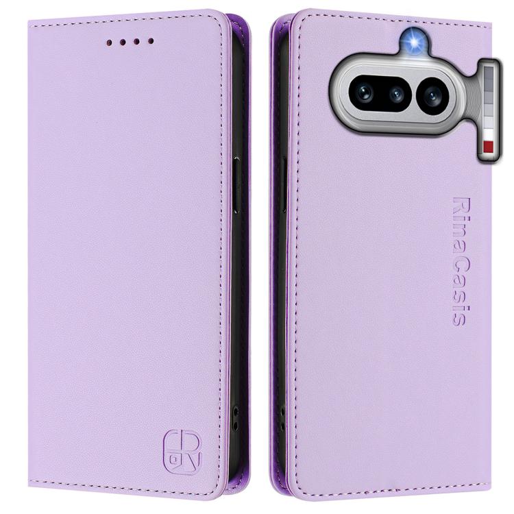 For Nothing Phone 4a RC01 Dual-Folded Magnetic Suction RFID Leather Phone Case