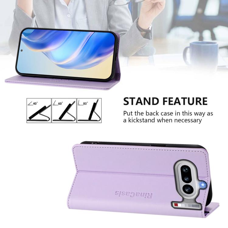 For Nothing Phone 4a RC01 Dual-Folded Magnetic Suction RFID Leather Phone Case