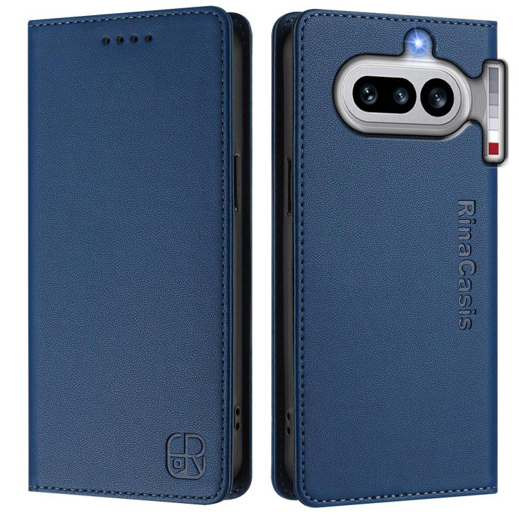 For Nothing Phone 4a RC01 Dual-Folded Magnetic Suction RFID Leather Phone Case