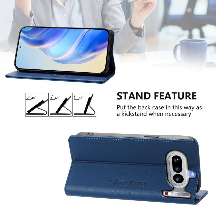 For Nothing Phone 4a RC01 Dual-Folded Magnetic Suction RFID Leather Phone Case