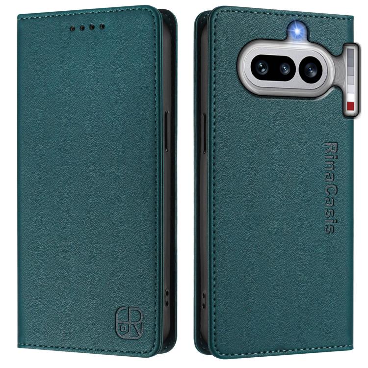 For Nothing Phone 4a RC01 Dual-Folded Magnetic Suction RFID Leather Phone Case