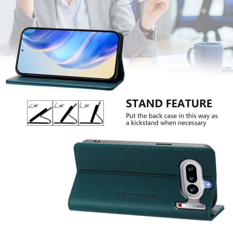 For Nothing Phone 4a RC01 Dual-Folded Magnetic Suction RFID Leather Phone Case