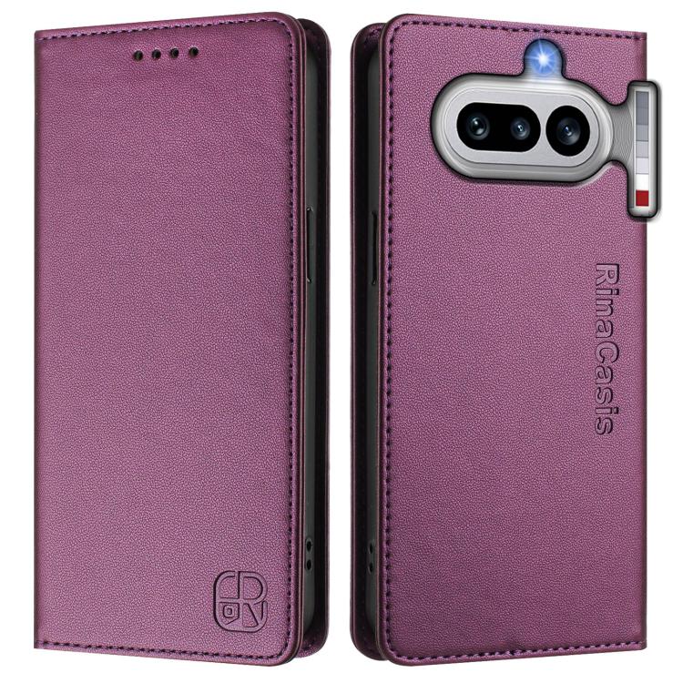 For Nothing Phone 4a RC01 Dual-Folded Magnetic Suction RFID Leather Phone Case