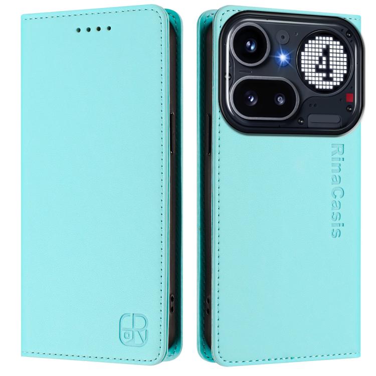 For Nothing Phone 4a Pro RC01 Dual-Folded Magnetic Suction RFID Leather Phone Case