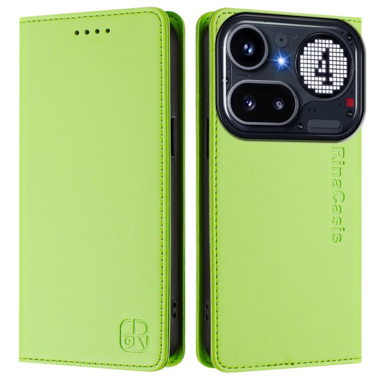 For Nothing Phone 4a Pro RC01 Dual-Folded Magnetic Suction RFID Leather Phone Case