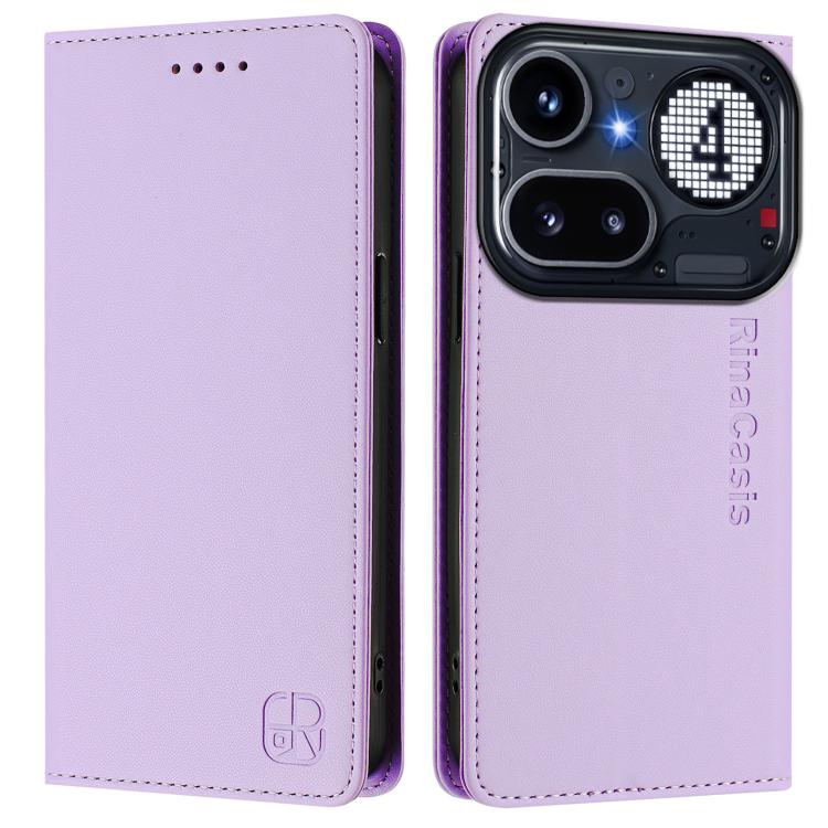 For Nothing Phone 4a Pro RC01 Dual-Folded Magnetic Suction RFID Leather Phone Case
