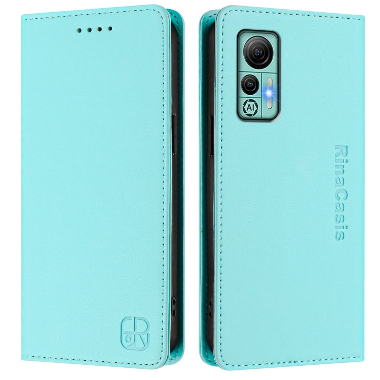 For Ulefone Note 14 RC01 Dual-Folded Magnetic Suction RFID Leather Phone Case