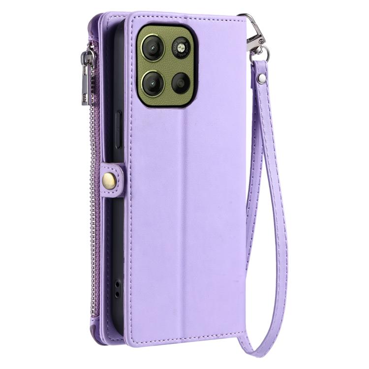 For Motorola Moto G15 Leather Stitching Multi-card Slot Zipper Phone Case