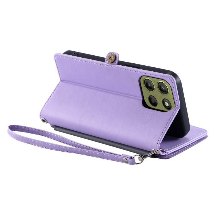 For Motorola Moto G15 Leather Stitching Multi-card Slot Zipper Phone Case
