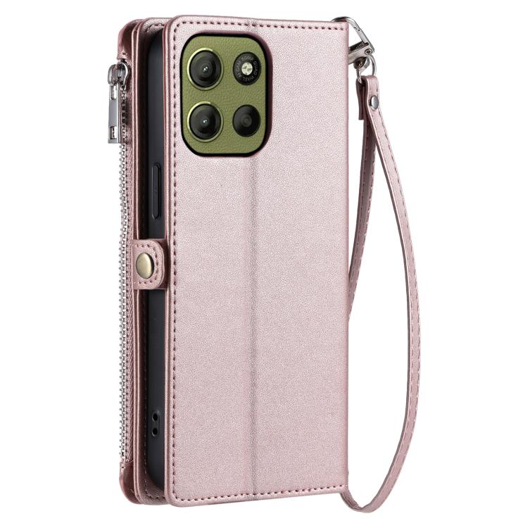 For Motorola Moto G15 Leather Stitching Multi-card Slot Zipper Phone Case