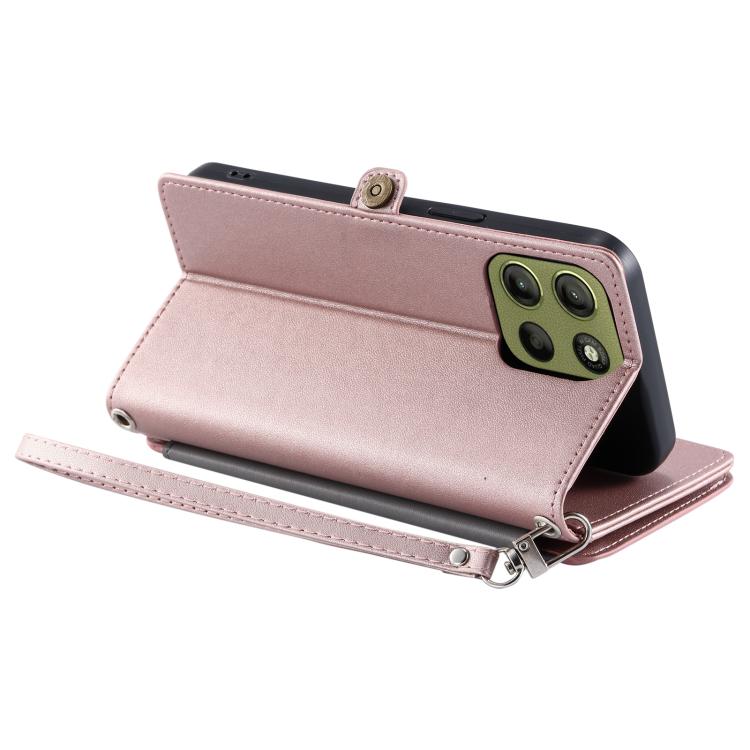 For Motorola Moto G15 Leather Stitching Multi-card Slot Zipper Phone Case