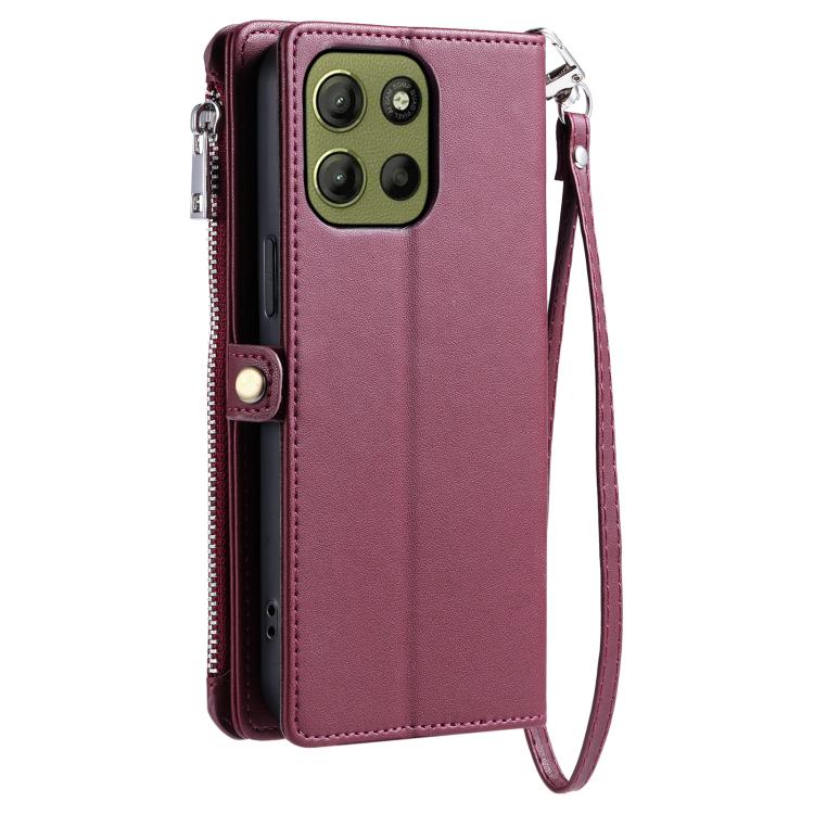 For Motorola Moto G15 Leather Stitching Multi-card Slot Zipper Phone Case