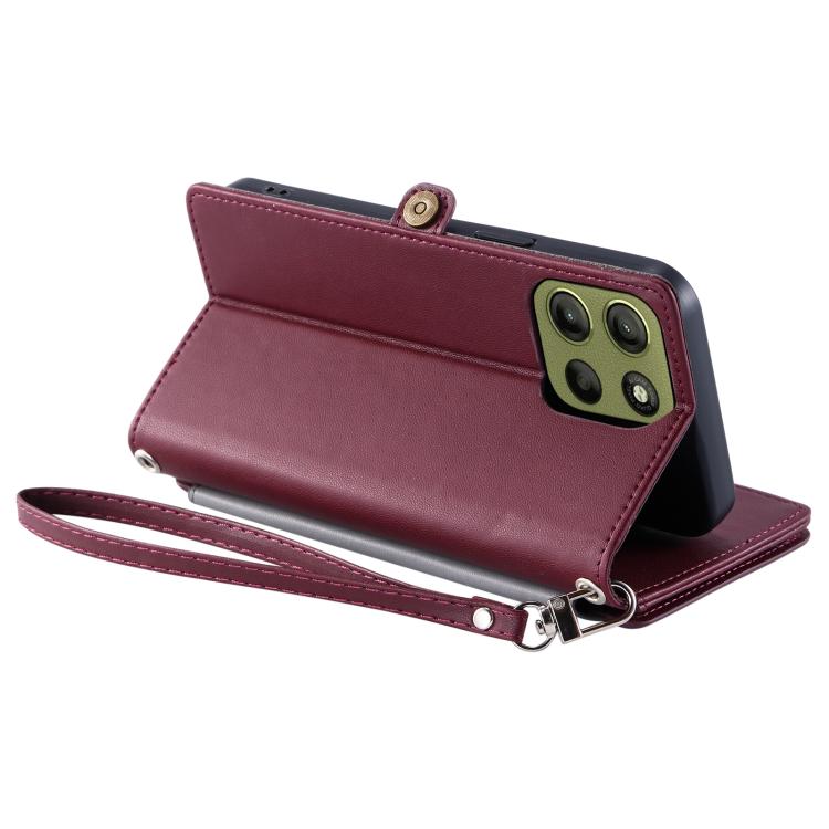 For Motorola Moto G15 Leather Stitching Multi-card Slot Zipper Phone Case