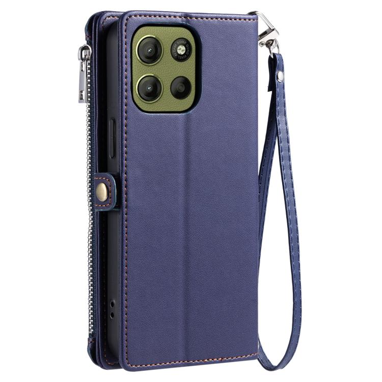For Motorola Moto G15 Leather Stitching Multi-card Slot Zipper Phone Case