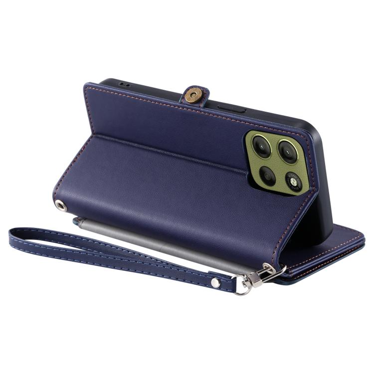 For Motorola Moto G15 Leather Stitching Multi-card Slot Zipper Phone Case