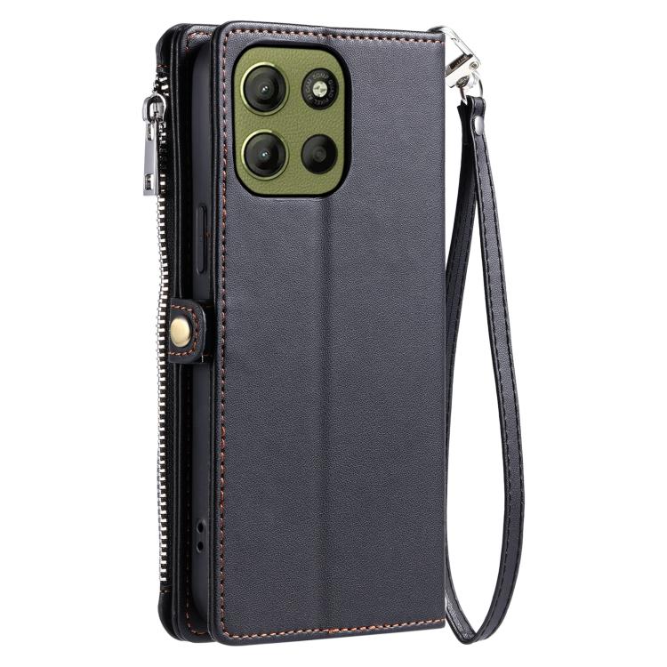 For Motorola Moto G15 Leather Stitching Multi-card Slot Zipper Phone Case