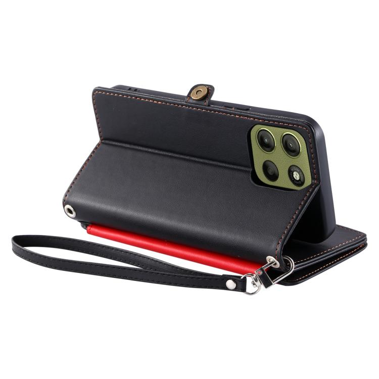 For Motorola Moto G15 Leather Stitching Multi-card Slot Zipper Phone Case