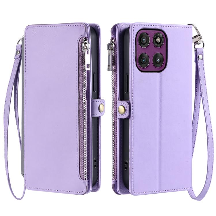 For Motorola Edge 60 Pro Leather Stitching Multi-card Slot Zipper Phone Case