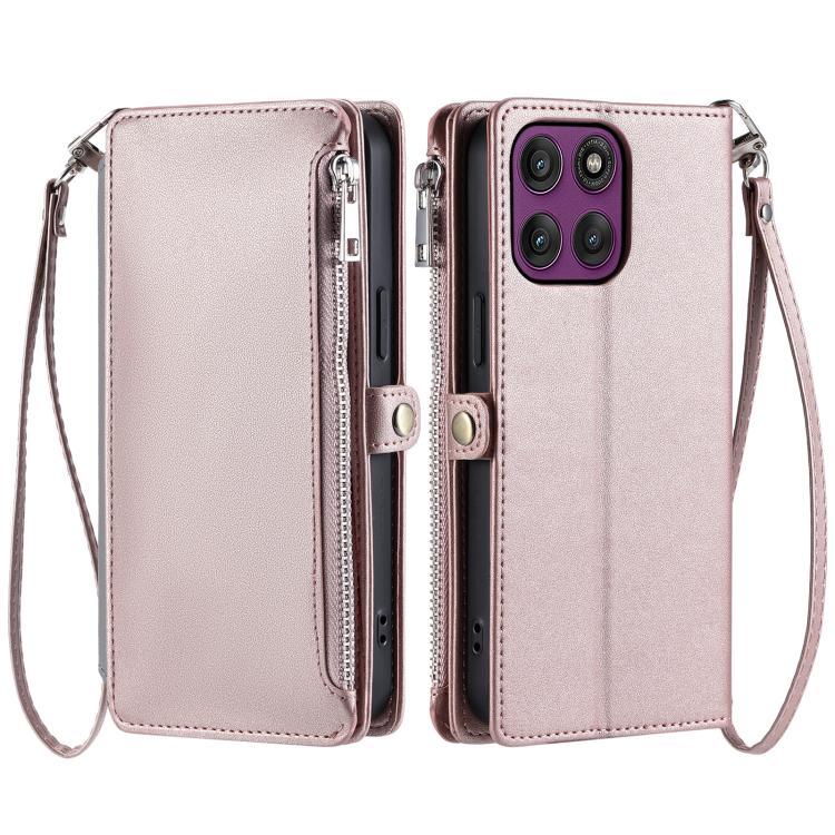 For Motorola Edge 60 Pro Leather Stitching Multi-card Slot Zipper Phone Case