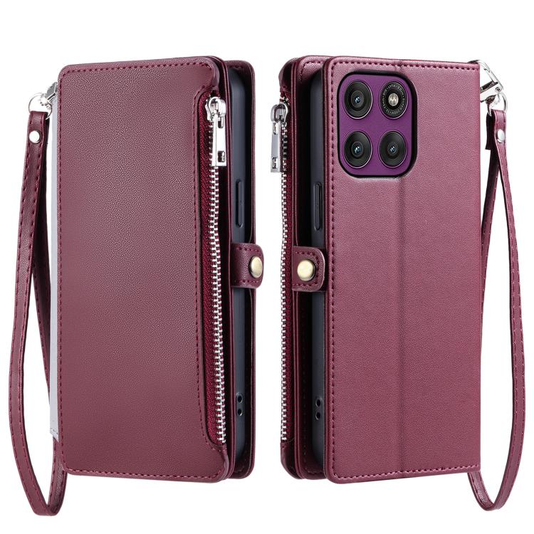 For Motorola Edge 60 Pro Leather Stitching Multi-card Slot Zipper Phone Case