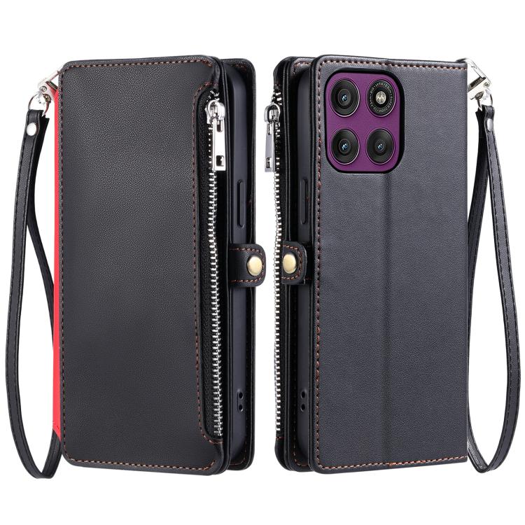 For Motorola Edge 60 Pro Leather Stitching Multi-card Slot Zipper Phone Case