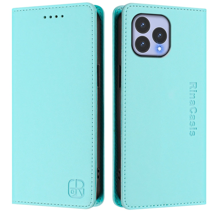 For Wiko T60 / Cubot P80 RC01 Dual-Folded Magnetic Suction RFID Leather Phone Case
