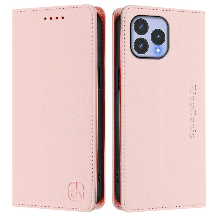 For Wiko T60 / Cubot P80 RC01 Dual-Folded Magnetic Suction RFID Leather Phone Case