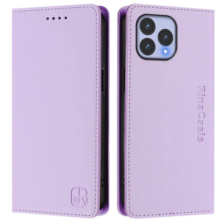 For Wiko T60 / Cubot P80 RC01 Dual-Folded Magnetic Suction RFID Leather Phone Case