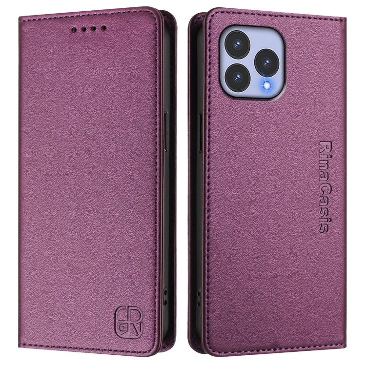 For Wiko T60 / Cubot P80 RC01 Dual-Folded Magnetic Suction RFID Leather Phone Case