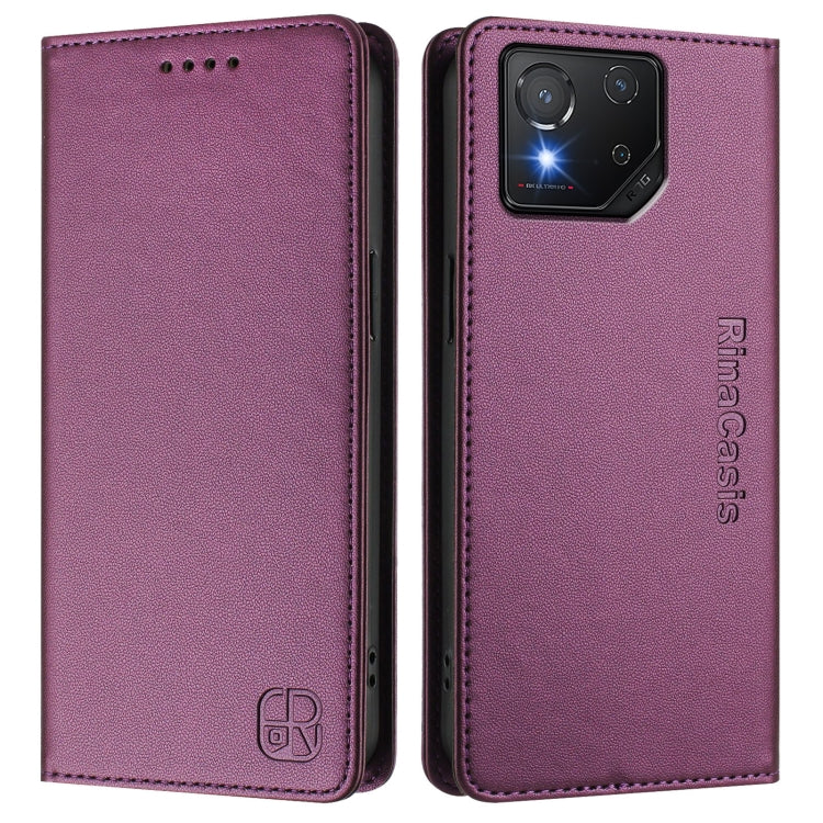 For ASUS ROG Phone 8 / 8 Pro RC01 Dual-Folded Magnetic Suction RFID Leather Phone Case