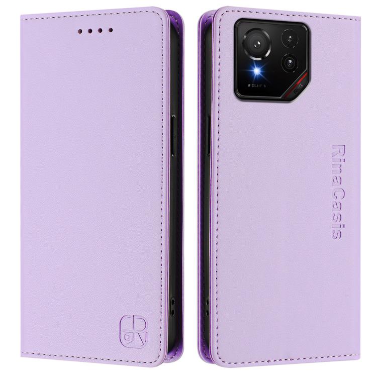 For ASUS ROG Phone 9 / 9 Pro RC01 Dual-Folded Magnetic Suction RFID Leather Phone Case