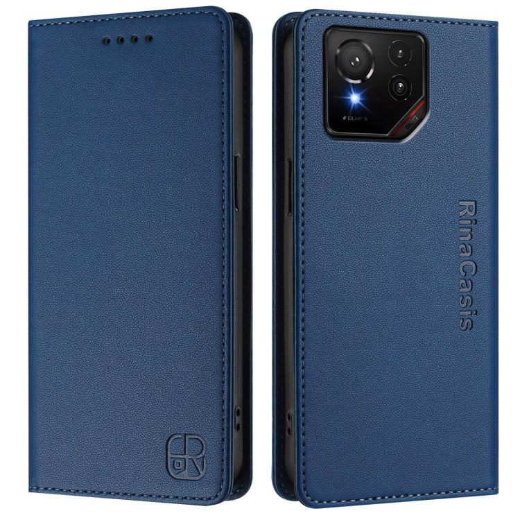 For ASUS ROG Phone 9 / 9 Pro RC01 Dual-Folded Magnetic Suction RFID Leather Phone Case