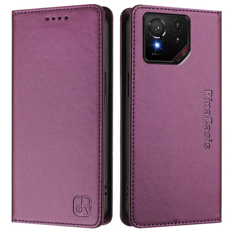 For ASUS ROG Phone 9 / 9 Pro RC01 Dual-Folded Magnetic Suction RFID Leather Phone Case