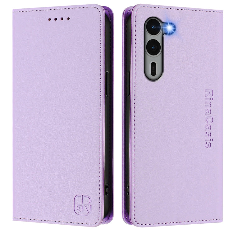 For Fujitsu Arrows We2 Plus / F-51E RC01 Dual-Folded Magnetic Suction RFID Leather Phone Case