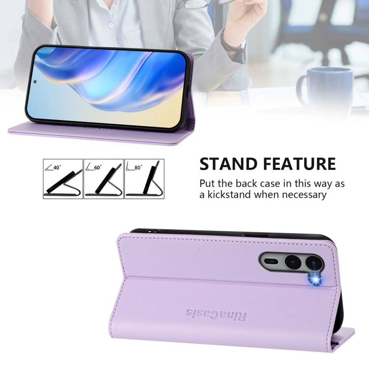 For Fujitsu Arrows We2 Plus / F-51E RC01 Dual-Folded Magnetic Suction RFID Leather Phone Case